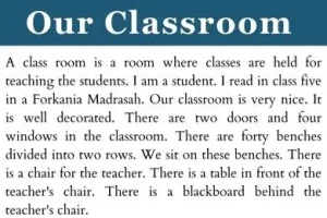 Our Classroom paragraph